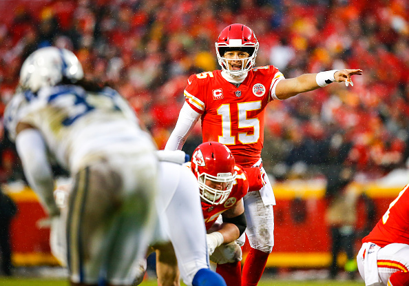 AFC West Quarterback Rankings - Patrick Mahomes signals at the line of scrimmage