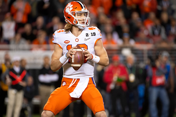 Heisman Trophy Candidates - Trevor Lawrence #16 of the Clemson Tigers throws a touchdown against the Alabama Crimson Tide.