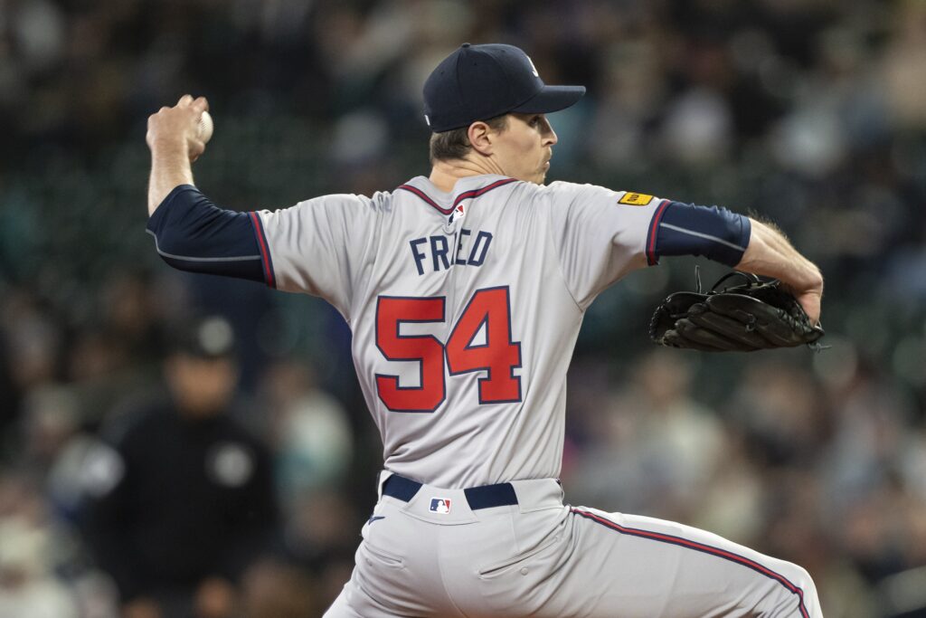 Atlanta Braves starter Max Fried (54) delivers a pitch during the first inning against the Seattle Mariners at T-Mobile Park.